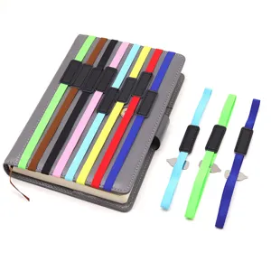 Kleurrijke elastische bladwijzers met PU lederen houder detail voor boeken.