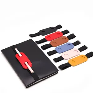 Porte stylo elastique en cuir multicolore pour bloc-notes journal agenda accessoires de bureau.