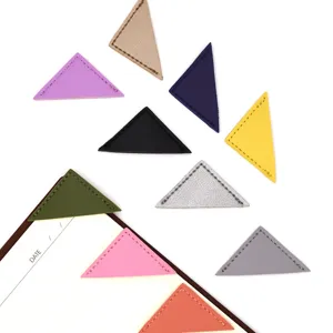 Colorful PU leather triangle bookmarks set, creative office stationery and page marker.