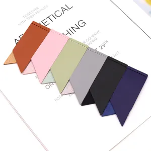 Colorful PU leather corner bookmarks set, minimalist handmade page markers for reading lovers.