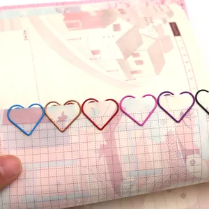 Clips de papel de corazón mini coloridos marcadores de metal papelería bonita para oficina