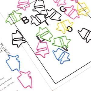 Metal house shape paper clips colorful cute office stationery supply cute paper clamps set