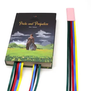 Colorful leather ribbon bookmark with multi-colored ribbons for books and daily reading.
