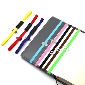 Kleurrijke elastische boekenbanden met metalen clips, verstelbare bladwijzers voor notitieboekjes.