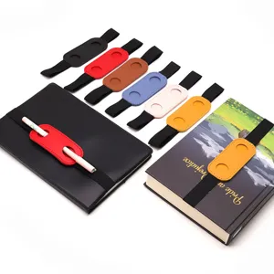 Étui porte-stylo en cuir avec bande élastique pour cahiers, passant stylo multicolore.