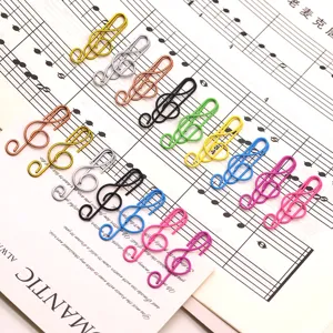 Kleurrijke treble clef metalen paperclips, creatieve muzikale kantoorbenodigdheden set.