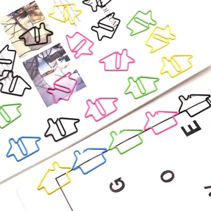 Colorful metal house shaped paper clips cute creative office stationery bookmark binder