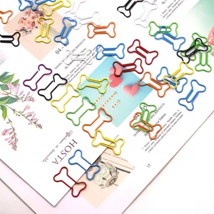 Kleurrijke botvormige paperclips creatieve metalen boekenleggers voor kantoorartikelen