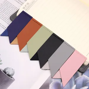 Colorful faux leather bookmarks set, minimalist solid color page markers for books and notebooks.