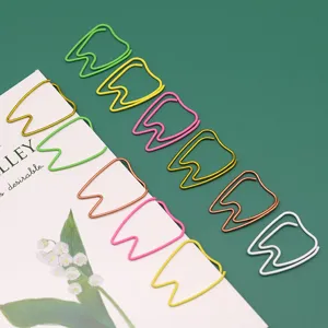 Colorful tooth-shaped metal paper clips creative stationery clips for office and school use
