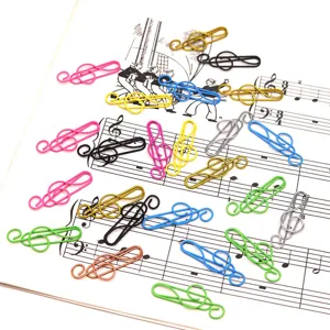 Kleurrijke metalen muziek bladwijzers creatieve noten papierclips voor kantoor documenten