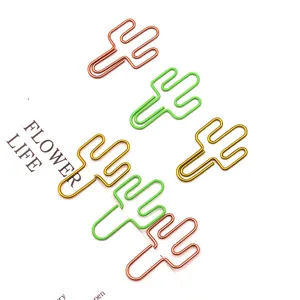 Trombones en métal en forme de cactus, clips colorés en fer, papeterie créative pour documents.