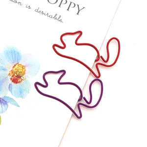Cute squirrel shaped paper clips, colorful metal bookmark clips for office and school stationery.