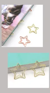 Graffette metalliche a forma di stella in oro e oro rosa per organizzare documenti e segnalibri
