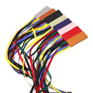 Detailed shot of colorful leather ribbon bookmarks with multi-color ribbons for books and study.