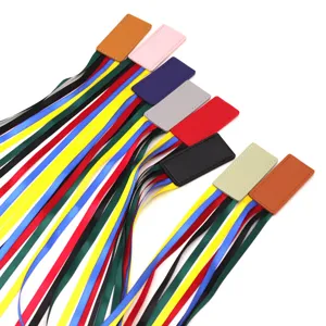 Colorful ribbon bookmarks with leather tab students book markers reading stationery supplies