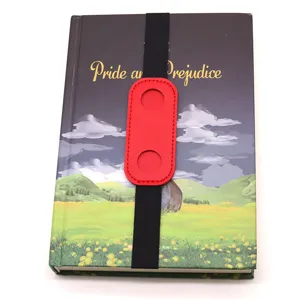 Sangle porte-stylo en cuir élastique pour carnets et agendas avec double boucle rouge.