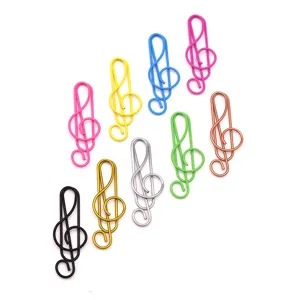 Creatieve muzieknoot paperclips kleurrijke metalen paperclips voor kantoor en briefpapier.