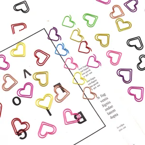 Clips de papel de metal de corazón mini colorido marcapáginas papelería oficina