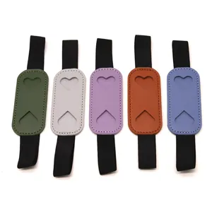 PU leather pen holder band with elastic strap notebook pen case bookmark pencil holder clip