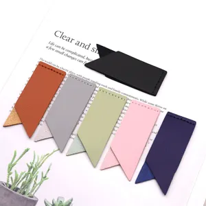 Minimalist faux leather bookmarks page corners 6-color set stylish stationery reading accessories
