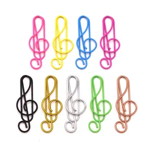 Kleurrijke metalen muzieknoot paperclips, creatieve vioolsleutel vorm kantoor klemmen.