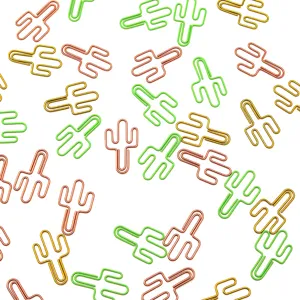 Jolis trombones en métal en forme de cactus, pinces à papier créatives colorées pour bureau école