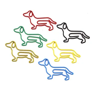 Creative Metal Dachshund Shaped Paper Clips Cute Animal Shape Plastic Coated Wire Office Document File Paperclips Stationery