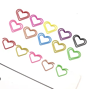 Clips de Papel de Metal con Forma de Corazón Creativos Clips de Papel de Amor Coloridos para Oficina Papelería Escuela Marcapáginas Clips de Documentos