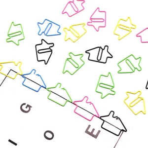 Metal House Shaped Paper Clips Cute Cartoon Shaped Colorful Office Stationery Paper Clamps Document Clips For School
