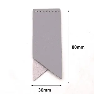 Grey leather page corner bookmark, minimalist triangle design, 80x30mm reading accessory.