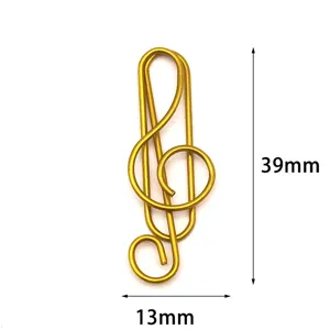 Gouden g-sleutel metalen paperclip creatieve muziek notitie briefpapier kantoor 39x13mm