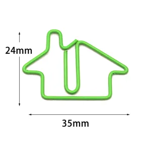 Green house shaped metal paper clip cute creative office stationery paper clamp size 35x24mm