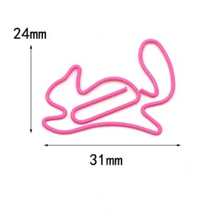 Pink squirrel shape paper clip cute animal metal bookmark stationery clip for office school