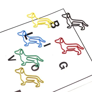 Cute metal dachshund shaped paper clips, colorful coated wire document clips for office and school.