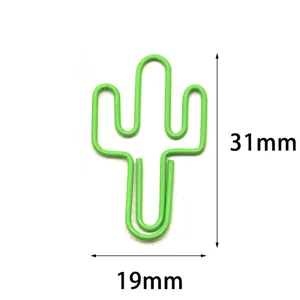 Trombones métalliques en forme de cactus jolies pinces vertes de bureau tri de documents