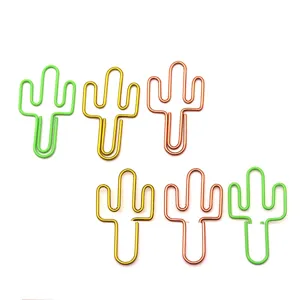 Trombones en metal en forme de cactus colores pinces a papier mignonnes pour bureau