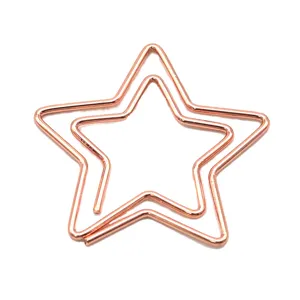 Graffette a forma di stella oro rosa clip di cancelleria in metallo creative per ufficio scuola