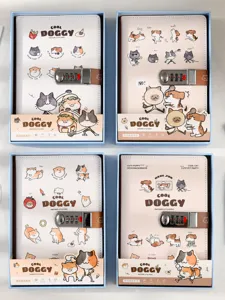 Schattig hond patroon notebook geschenkdoos met cijferslot, creatief studenten dagboek.