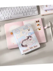 Simpatico taccuino in pelle con fibbia magnetica gatto, bellissimo diario per studenti.
