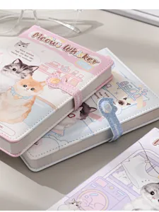 Quaderno diario magnetico in pelle di gatto cartone animato carino stile semplice blocco note