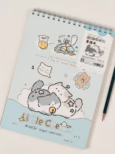 A4 spiral sketchbook with cute cartoon cat cover design, 48 sheets, ideal for artwork.