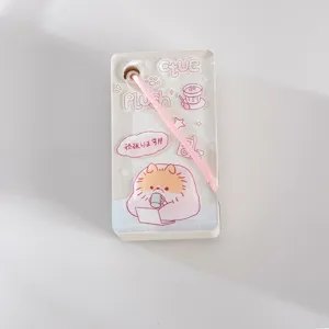 Portable acrylic memo pad with pink strap cute pet design blank pocket notebook for daily use.