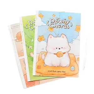 Carnet B5 mignon chien duveteux ligné, papeterie esthétique pour étudiants école.