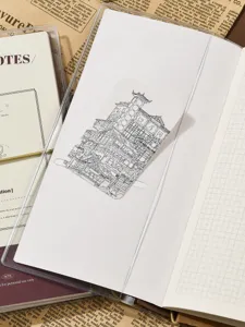 Reise TN Notizbuch transparente Aufbewahrungstasche mit architektonischer Strichzeichnung.