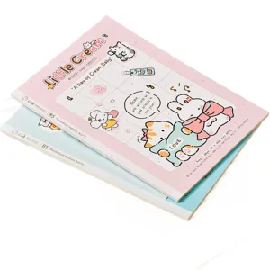 Leuke cartoon B5 notitieboek met lijnen, roze blauwe omslag schattig katten dagboek voor studenten.