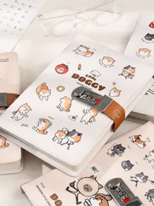 Schattig notitieboekje met cijferslot puppybriefpapier kantoorbenodigdheden cadeau