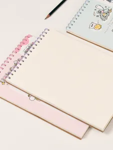 Spiral sketchbook for drawing and sketching with cute cartoon cat illustration cover design.