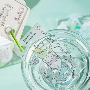 Cute acrylic mini notebook detail view showing binding strap, clear memo pad and cute design.