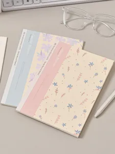 A5 aesthetic notebook with floral cover, spiral/glue bound journal for daily memo, school and office use.